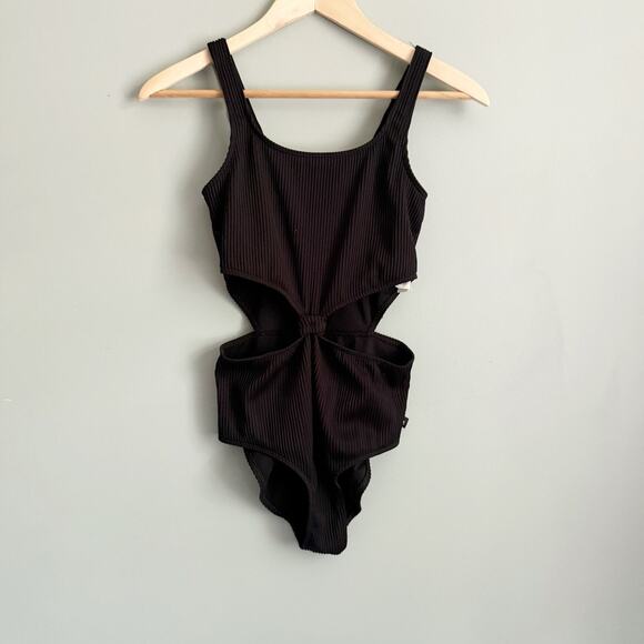 Abercrombie Kids one piece swimsuit cutout knot front black 13/14 - Picture 1 of 4
